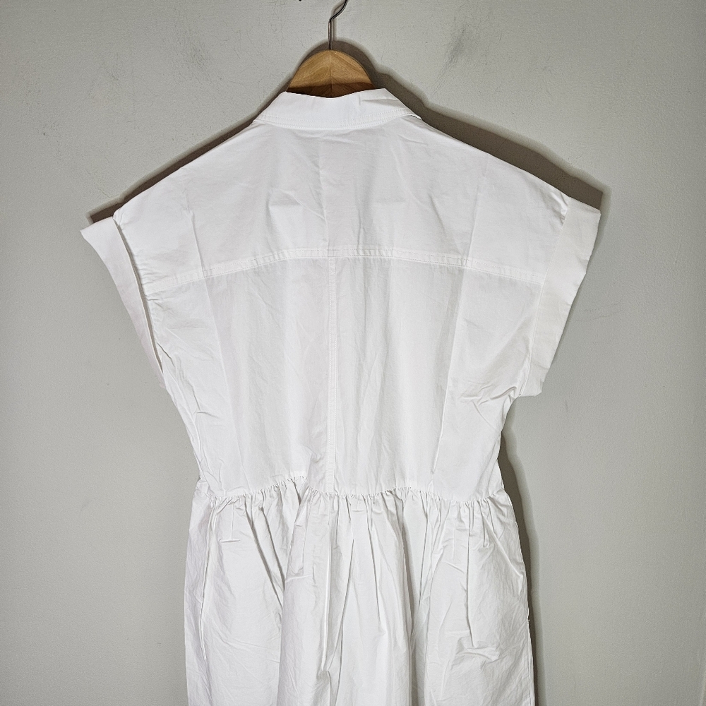 Maye Gracie Shirtdress Midi Maxi Dress White Cotton Cap Sleeves S Small NWT - Picture 9 of 12